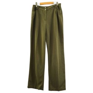 Pierre Cardin Femme Olive Green Wide-Leg Linen-Blend Pants Women’s Size 12